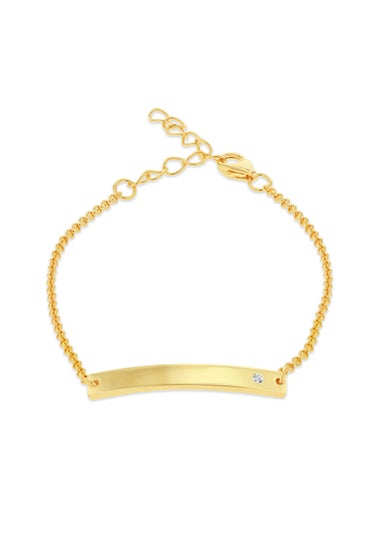 Golden Moments Gold Plated ID Bar April Birthstone CZ Bracelet