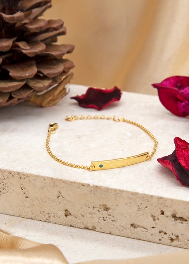 Golden Moments Gold Plated ID Bar December Birthstone CZ Bracelet