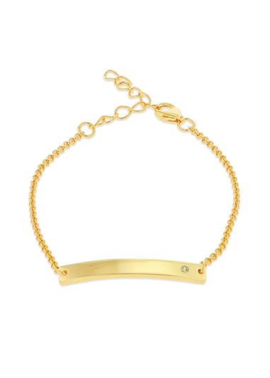 Golden Moments Gold Plated ID Bar August Birthstone CZ Bracelet