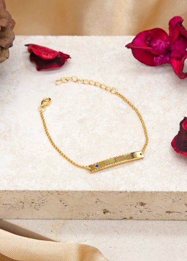 Golden Moments Gold Plated ID Bar September Birthstone CZ Bracelet