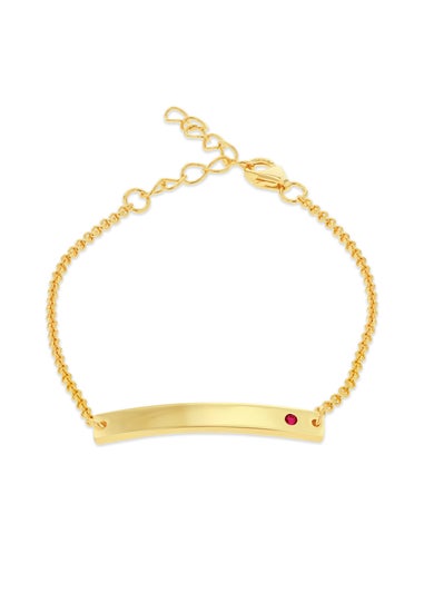 Golden Moments Gold Plated ID Bar July Birthstone CZ Bracelet