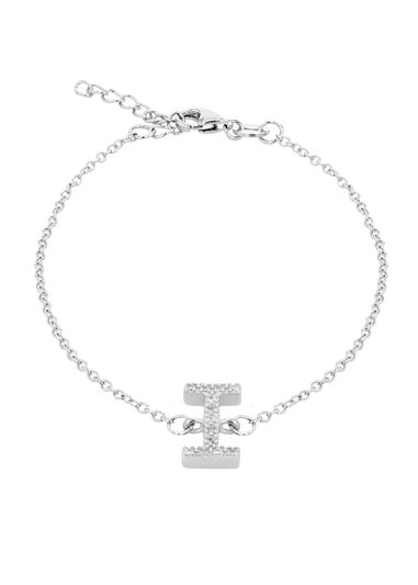 Golden Moments Sterling Silver CZ 'I' Initial Bracelet