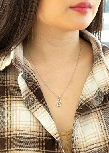 Golden Moments Sterling Silver Diamond 'S' Initial Necklace