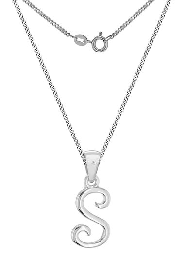 Golden Moments Sterling Silver Diamond 'S' Initial Necklace