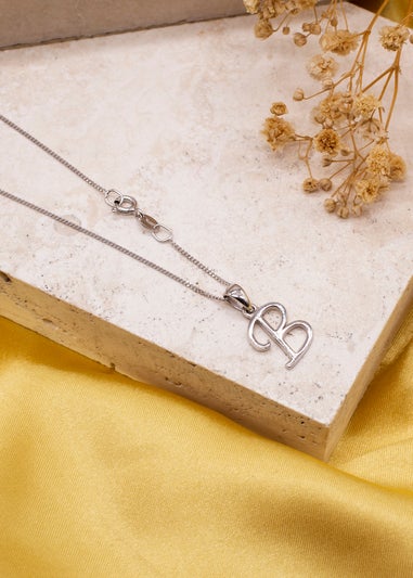 Golden Moments Sterling Silver Diamond 'B' Initial Necklace