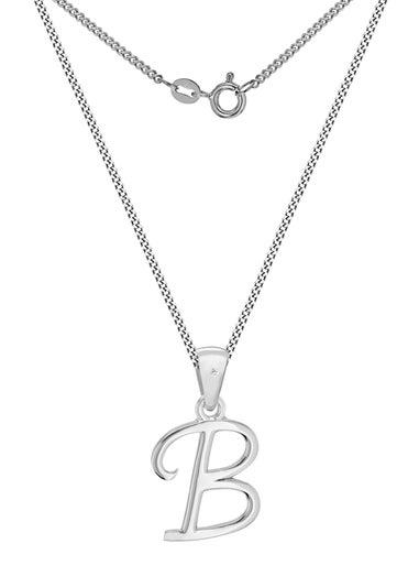 Golden Moments Sterling Silver Diamond 'B' Initial Necklace