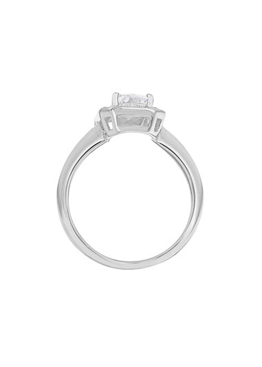 Golden Moments Sterling Silver CZ Princess Cluster Ring