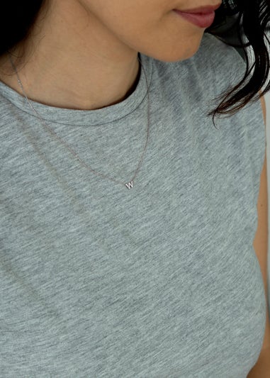 Golden Moments Sterling Silver 'W' Initial  Necklace