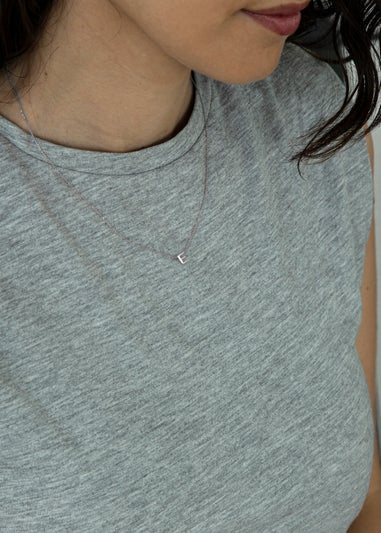 Golden Moments Sterling Silver 'E' Initial  Necklace