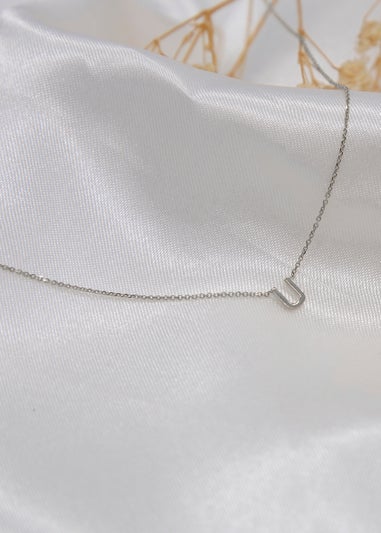 Golden Moments Sterling Silver 'U' Initial  Necklace