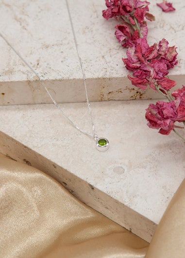 Golden Moments Sterling Silver CZ August Birthstone Necklace