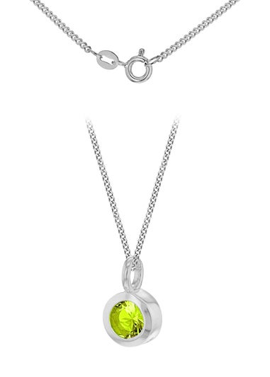 Golden Moments Sterling Silver CZ August Birthstone Necklace