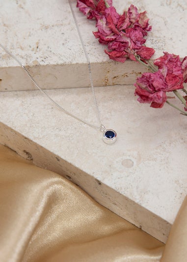 Golden Moments Sterling Silver CZ  September Birthstone Necklace