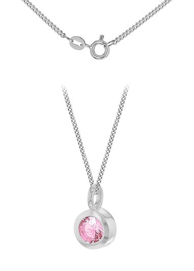 Golden Moments Sterling Silver CZ October Birthstone Necklace