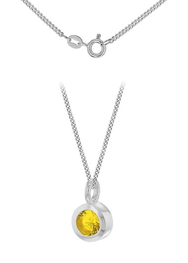 Golden Moments Sterling Silver CZ November Birthstone Necklace