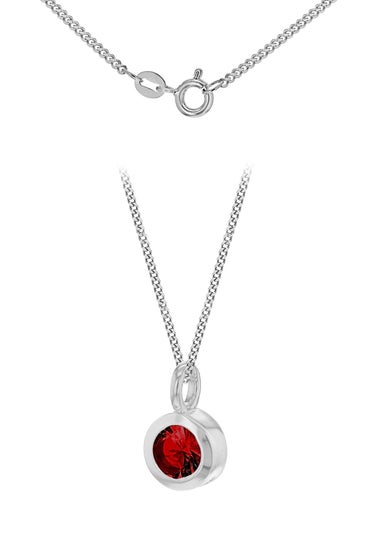 Golden Moments Sterling Silver CZ  July Birthstone Necklace