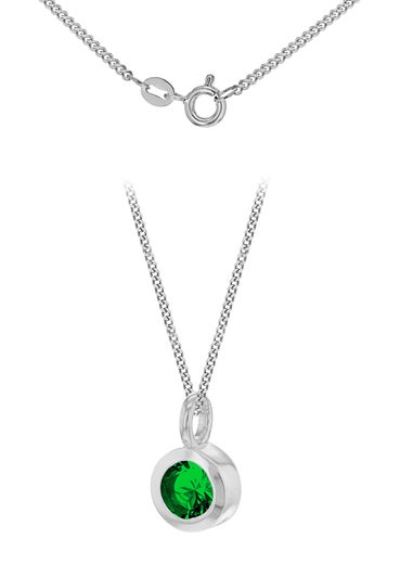 Golden Moments Sterling Silver CZ May Birthstone Necklace