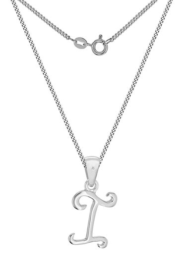 Golden Moments Sterling Silver Diamond 'I' Initial Necklace