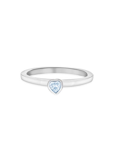 Golden Moments Sterling Silver Blue CZ Heart Ring