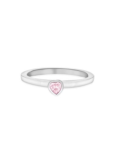 Golden Moments Sterling Silver Pink CZ Heart Ring