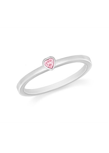 Golden Moments Sterling Silver Pink CZ Heart Ring