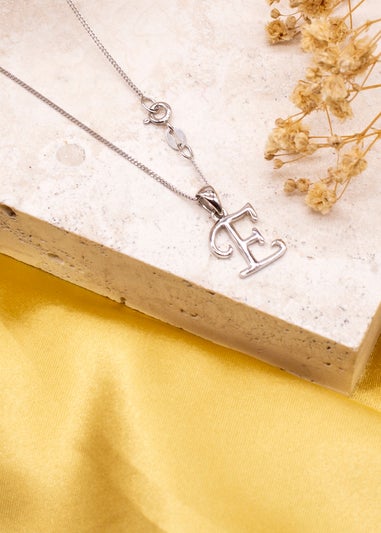 Golden Moments Sterling Silver Diamond 'E' Initial Necklace