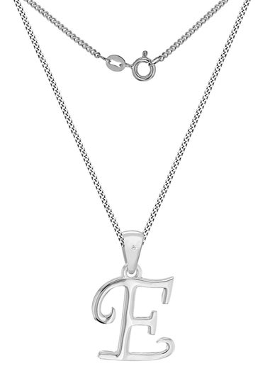 Golden Moments Sterling Silver Diamond 'E' Initial Necklace