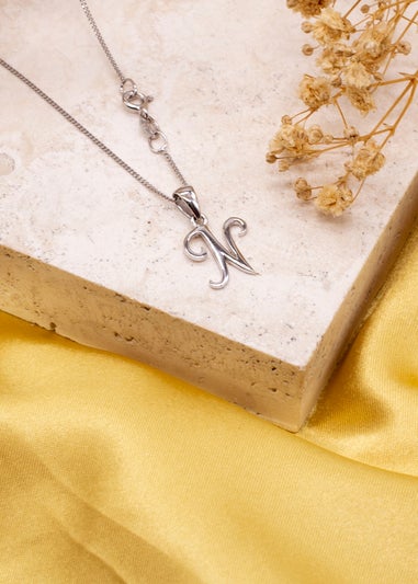 Golden Moments Sterling Silver Diamond 'N' Initial Necklace