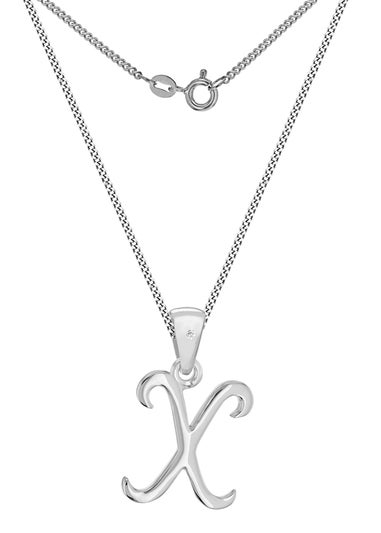 Golden Moments Sterling Silver Diamond 'X' Initial Necklace