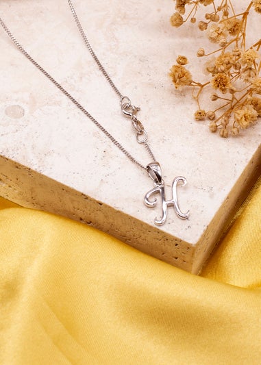 Golden Moments Sterling Silver Diamond 'H' Initial Necklace