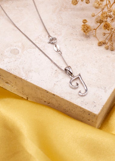 Golden Moments Sterling Silver Diamond 'J' Initial Necklace