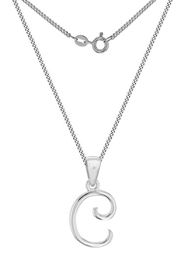 Golden Moments Sterling Silver Diamond 'C' Initial Necklace