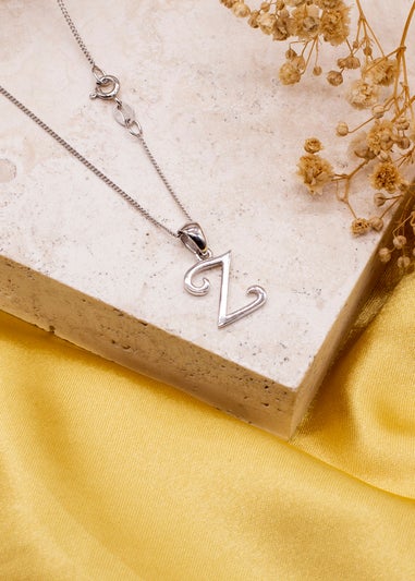 Golden Moments Sterling Silver Diamond 'Z' Initial Necklace