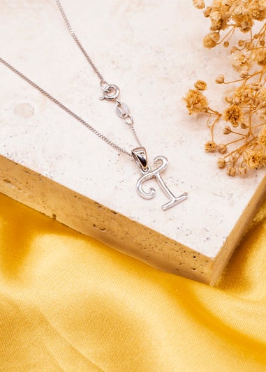 Golden Moments Sterling Silver Diamond 'T' Initial Necklace