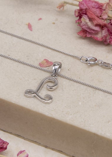 Golden Moments Sterling Silver Diamond 'L' Initial Necklace