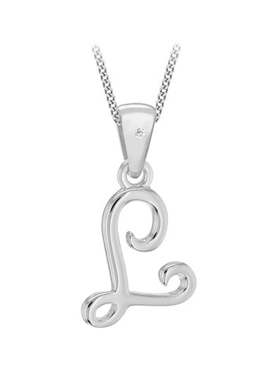 Golden Moments Sterling Silver Diamond 'L' Initial Necklace