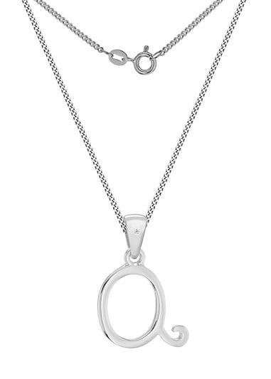 Golden Moments Sterling Silver Diamond 'Q' Initial Necklace