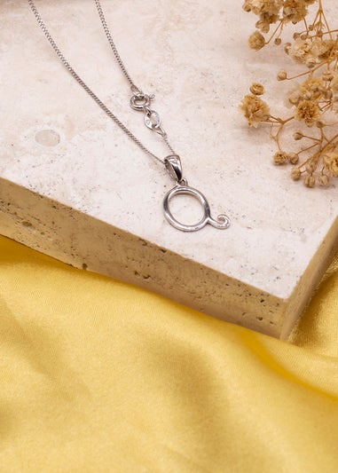 Golden Moments Sterling Silver Diamond 'Q' Initial Necklace