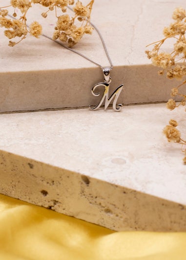 Golden Moments Sterling Silver Diamond 'M' Initial Necklace