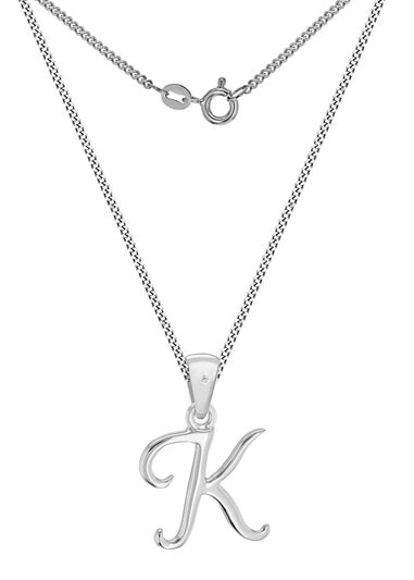 Golden Moments Sterling Silver Diamond 'K' Initial Necklace