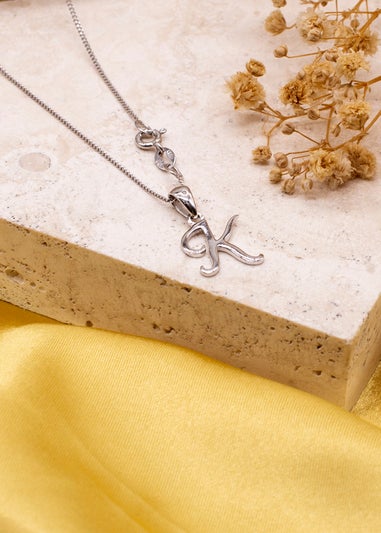 Golden Moments Sterling Silver Diamond 'K' Initial Necklace