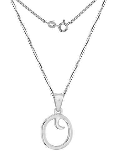 Golden Moments Sterling Silver Diamond 'O' Initial Necklace