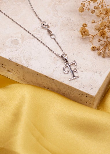 Golden Moments Sterling Silver Diamond 'F' Initial Necklace