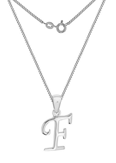 Golden Moments Sterling Silver Diamond 'F' Initial Necklace