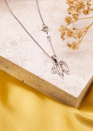 Golden Moments Sterling Silver Diamond 'W' Initial Necklace