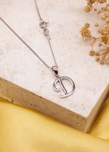 Golden Moments Sterling Silver Diamond 'D' Initial Necklace