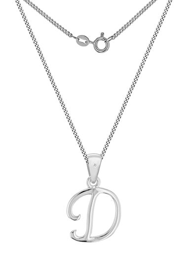 Golden Moments Sterling Silver Diamond 'D' Initial Necklace