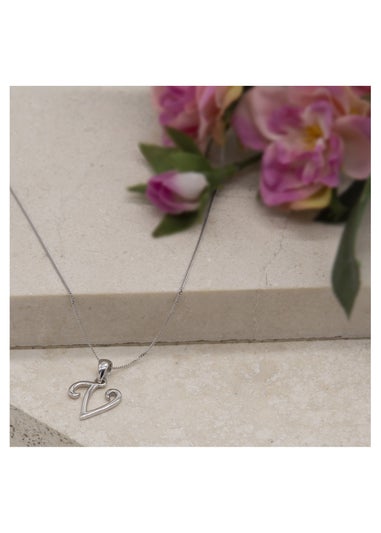 Golden Moments Sterling Silver Diamond 'V' Initial Necklace