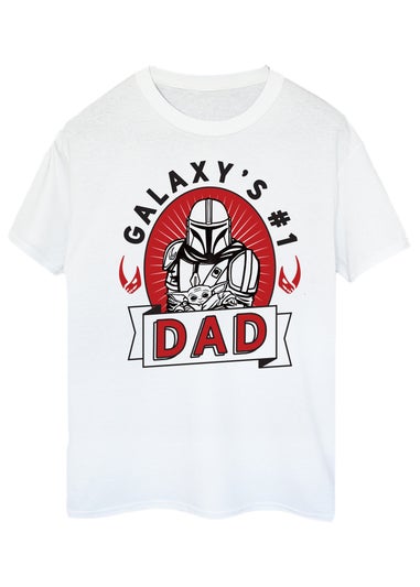 Star Wars The Mandalorian Dad Galaxy Men White T-Shirt