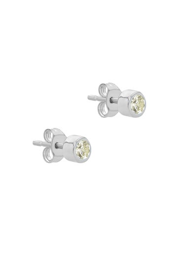 Golden Moments Sterling Silver CZ August Birthstone Stud Earrings